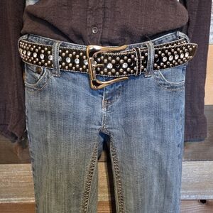 Guess Black Rhinestone Embellished Belt